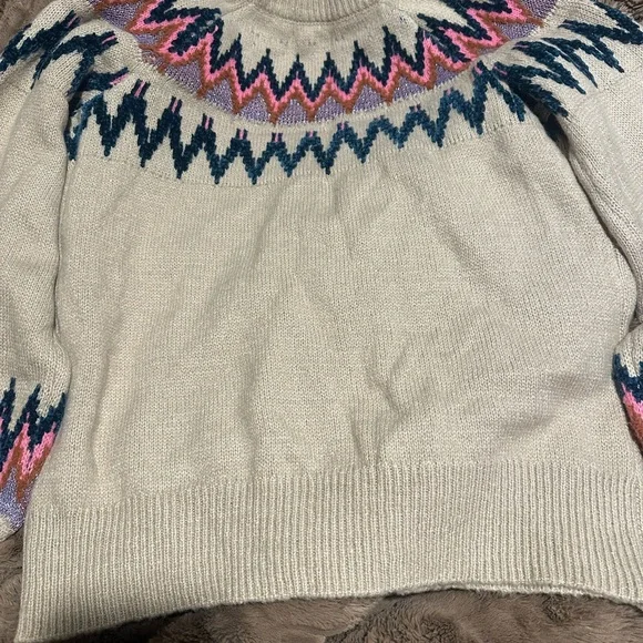 Maurices Beige Sweater with Pink and Blue Zigzag - Picture 6 of 8